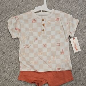 Cat & Jack Kids Nautical Checkered Shirt - Cream and Tan